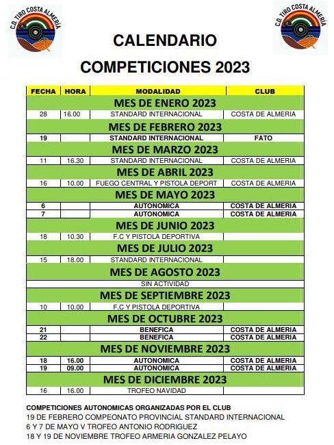 Calendario de Competiciones 2023