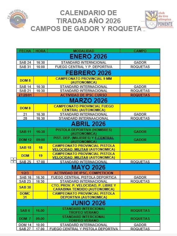 Calendario de Competiciones 2026